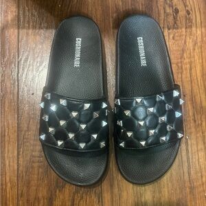 Cushionaire Black Studded Women's Sandals